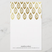 金ゴールドイカット | ひなパーソナライズされた形 便箋 (正面)