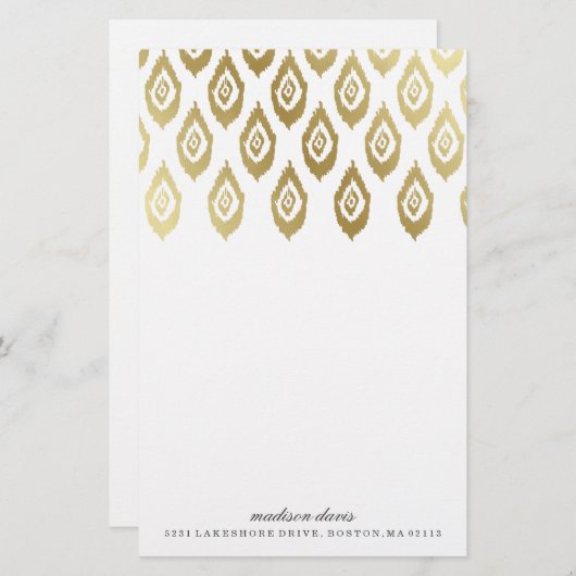 金ゴールドイカット | ひなパーソナライズされた形 便箋 (正面/裏面)