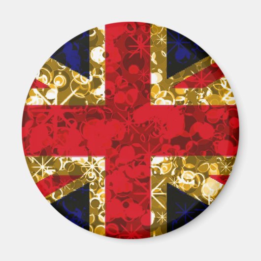 金ゴールドイギリス国旗ロンドン3D磁石 マグネット (正面)