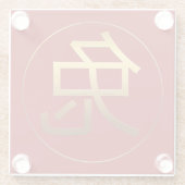 金ゴールドイデオグラムラバ中国のスイヤー〔占星術の〕十二宮図誕生日 ガラスコースター (裏面)