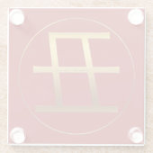 金ゴールドイデオグラム中国のオックス年〔占星術の〕十二宮図誕生日GlC ガラスコースター (裏面)