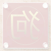 金ゴールドイデオグラム中国のドッグイヤー〔占星術の〕十二宮図誕生日GC ガラスコースター (裏面)