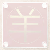 金ゴールドイデオグラム中国のラム年〔占星術の〕十二宮図誕生日C ガラスコースター (裏面)