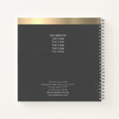 金ゴールドイニシャルストライプと、ネーム職業、ダークグレー ノートブック (裏面)
