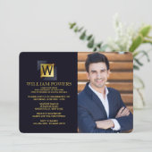 金ゴールドイニシャルフォト招待状 招待状 (スタンド正面)