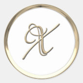 金ゴールドイニシャルモノグラムXスクリプト任意の色 ラウンドシール (正面)