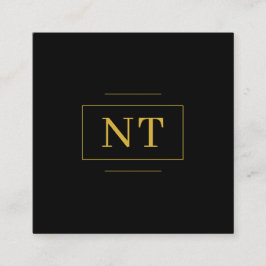 金ゴールドイニシャル縁どモノグラムミニマリストブラック スクエア名刺