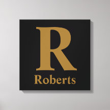 金ゴールドイニシャル/最初/ファミリ名（黒）