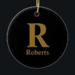 金ゴールドイニシャル/最初/ファミリ名（黒） セラミックオーナメント<br><div class="desc">金ゴールドイニシャル/最初/ファミリ名（黒）</div>