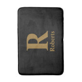 金ゴールドイニシャル/最初/ファミリ名（黒） バスマット (正面縦)