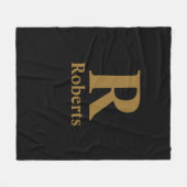 金ゴールドイニシャル/最初/ファミリ名（黒） フリースブランケット (正面(横))