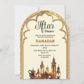 金ゴールドイフタールディナーパーティーラマダンカレム2025 招待状 (正面)