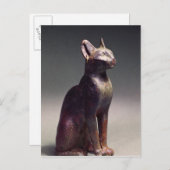 金ゴールドイヤリング付き猫の彫像 ポストカード (正面/裏面)