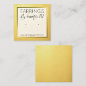 金ゴールドイヤリング表示カードホルダー手作りジュエリー スクエア名刺 (正面/裏面)