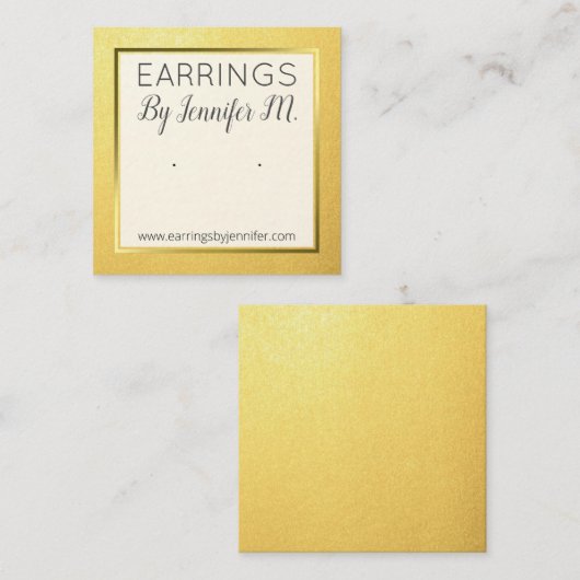 金ゴールドイヤリング表示カードホルダー手作りジュエリー スクエア名刺 (正面/裏面)