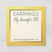 金ゴールドイヤリング表示カードホルダー手作りジュエリー スクエア名刺 (正面)