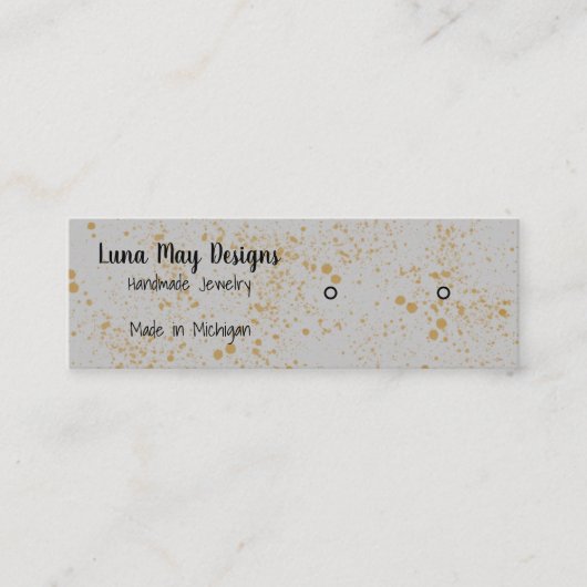 金ゴールドインクのスプラッタジュエリーディスプレイ名刺 スキニー名刺 (正面)