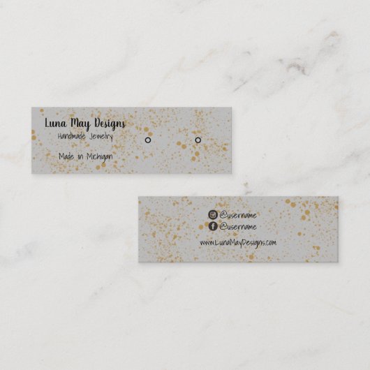 金ゴールドインクのスプラッタジュエリーディスプレイ名刺 スキニー名刺 (正面/裏面)