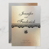 金ゴールドインクエレガントな結婚式 招待状 (正面/裏面)