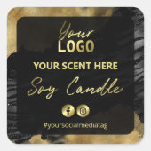 金ゴールドインクゼブラ印刷しょうゆキャンドルラベル スクエアシール (正面)