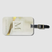 金ゴールドインクモノグラム抽象芸術ホームオフィススクール ラゲッジタグ (正面横)