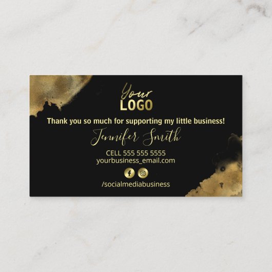 金ゴールドインク購入ありがとうございます 名刺 (裏面)