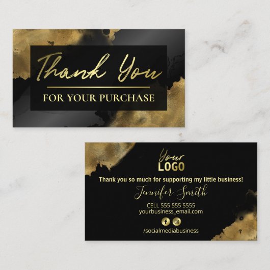 金ゴールドインク購入ありがとうございます 名刺 (正面/裏面)