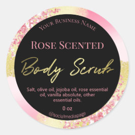 金ゴールドインク(ピンクグリッター体スクラブラベル付き) ラウンドシール