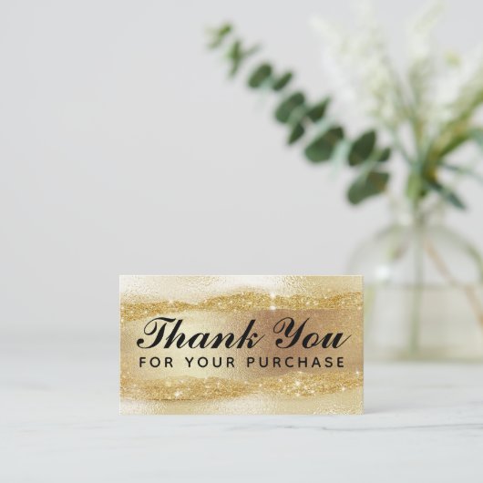 金ゴールドインスタイリッシュクとグリッターありがとう 名刺 (スタンド正面)