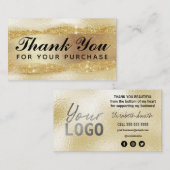 金ゴールドインスタイリッシュクとグリッターありがとう 名刺 (正面/裏面)