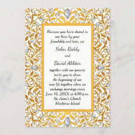 金ゴールドインディアンヒンドゥー結婚式招待状 招待状