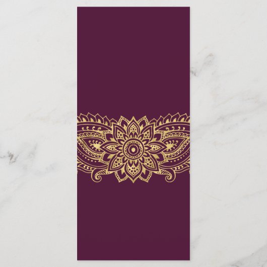 金ゴールドインディアンペイズリーディナーメニューカード メニュー (裏面)