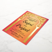 金ゴールドインディアン婚約パーティ 箔招待状 (回転した状態)