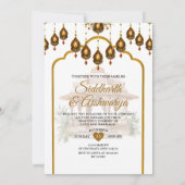 金ゴールドインディアン結婚の儀式ロカヒンズーのボリウッド 招待状 (裏面)