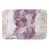 金ゴールドインフィニティイニシャルモノグラムオンパープルと金ゴールド バスマット (正面)