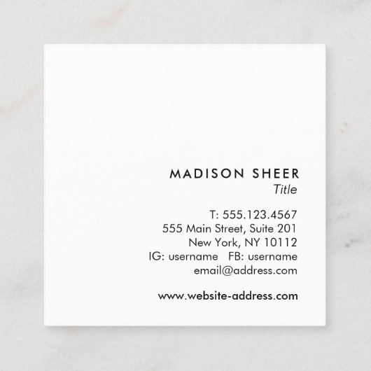 金ゴールドインフィニティシンボルウッド スクエア名刺 (裏面)