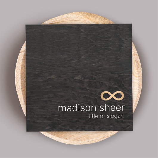 金ゴールドインフィニティシンボルウッド スクエア名刺