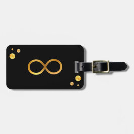 金ゴールドインフィニティシンボル&ゴールデン紙吹雪オンブラック ラゲッジタグ