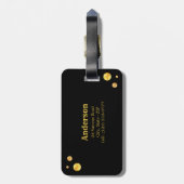 金ゴールドインフィニティシンボル&ゴールデン紙吹雪オンブラック ラゲッジタグ (裏面縦)