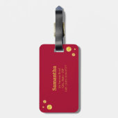 金ゴールドインフィニティシンボル&ブルゴーニュの紙吹雪 ラゲッジタグ (裏面縦)