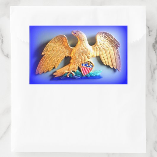 金ゴールドイーグルオンブルースティッカー 長方形シール (バッグ)