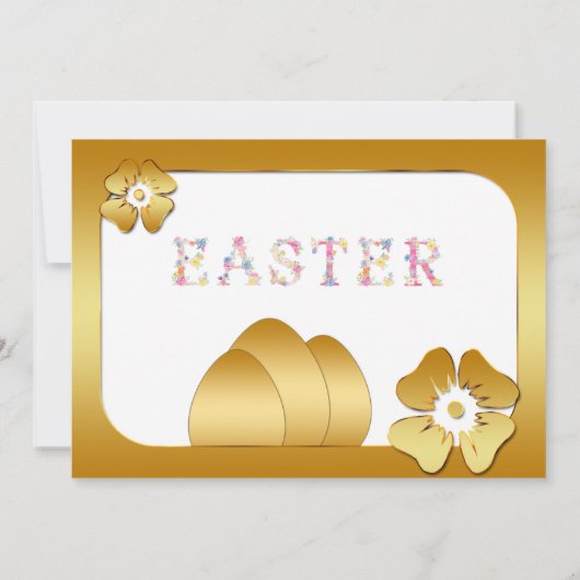 金ゴールドイースターブランチ卵狩り招待状 招待状 (裏面)