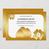金ゴールドイースターブランチ卵狩り招待状 招待状 (正面/裏面)