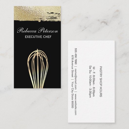 金ゴールドウィスクとゴールデンスフォイルのブラシ 名刺 (正面/裏面)