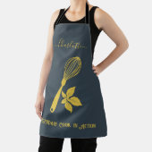 金ゴールドウィスクとハ淡い色のーブモチーフを使用したチャコールグレー エプロン (インサイチュ)