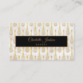 金ゴールドウィスクパターンベーカリーパティスリー大理石 名刺 (正面)