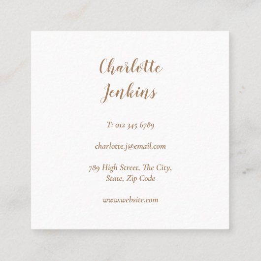 金ゴールドウィスクベーカリーケータリングマーブルスワーズ スクエア名刺 (裏面)