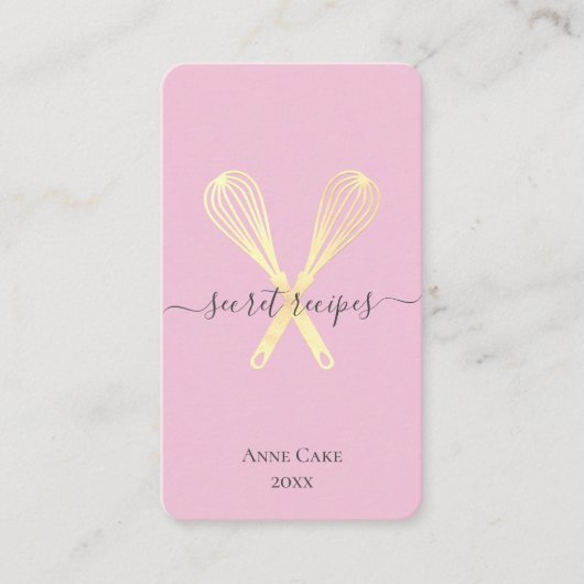 金ゴールドウィスクベーカリーシェフカテラー編集可能Qrコード 名刺 (正面)