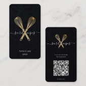 金ゴールドウィスクベーカリーシェフカテラー編集可能Qrコード 名刺 (正面/裏面)
