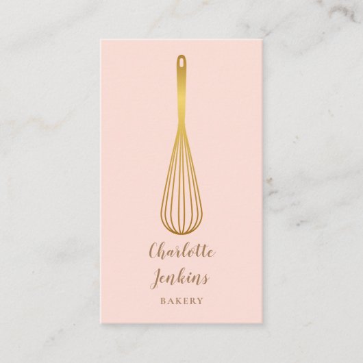 金ゴールドウィスクベーカリーパティスリー赤面ピンク 名刺 (正面)